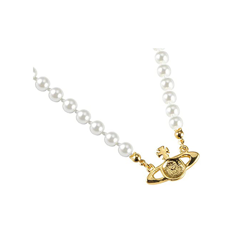 Hot Selling Pearl Necklace Women's Accessories High-end Necklace Sparkling Diamond Pendant Retro Hong Kong Style Collarbone Necklace