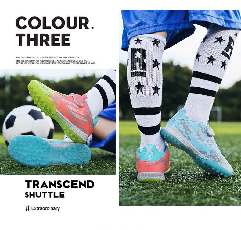 New Children's Magic Sticker Broken Nail Training Football Shoes Girls Boys Primary School Students Competition Training Sneakers