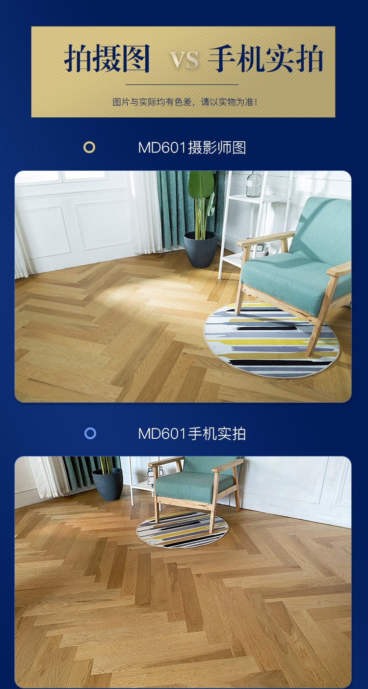 In-stock wholesale with on-site installation Herringbone Locking Floor Heating New Three-Layer Solid Wood Flooring Oak Black Walnut Flooring