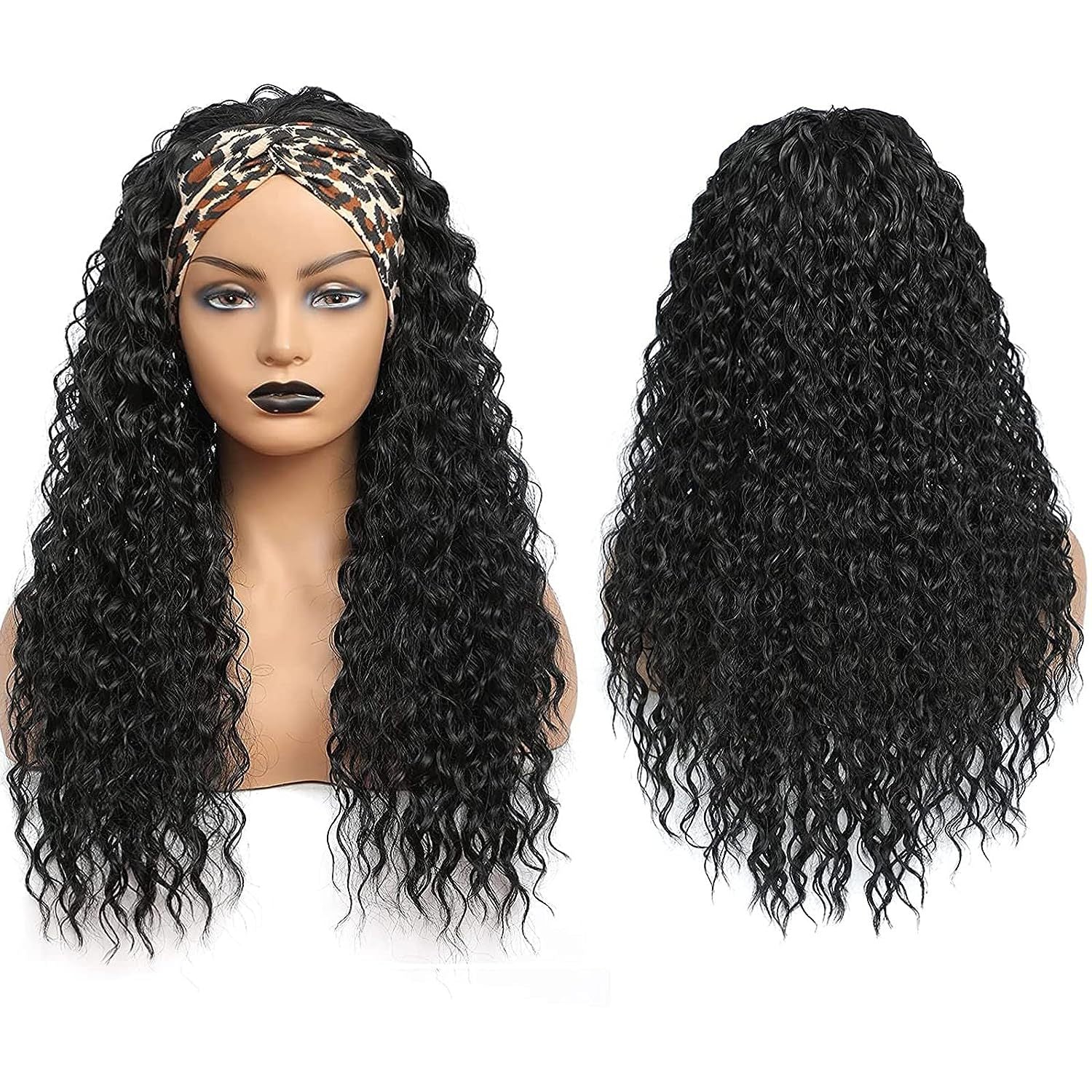 Wig European and American Style Synthetic Hair Headband Wig water curly Water ripple small rolls headband wig
