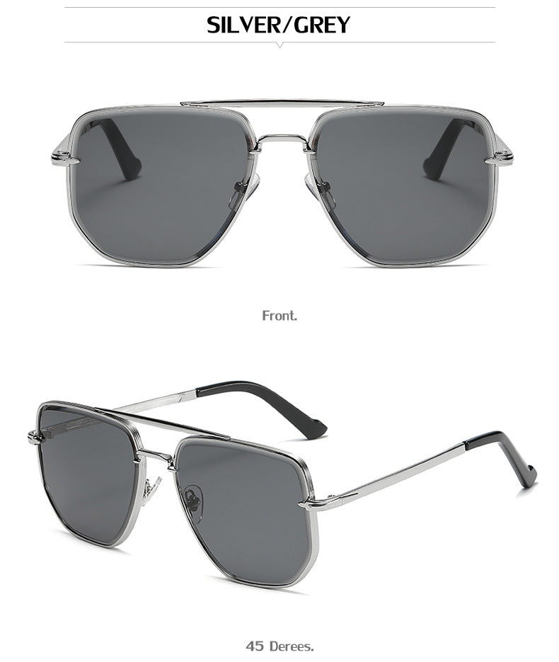 Fashion Double Bridge Sunglasses for Men UV Protection Driving Diamond Cut Edge Sunscreen Sunglasses for Women Wholesale