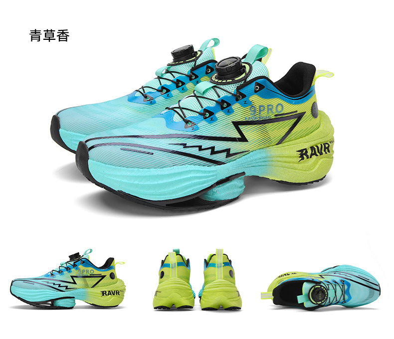 2025Autumn Winter Casual Fashion Double Mesh Knob Buckle Sneakers Super High Elastic Soft Sole Carbon Plate Anti-Slip Running Shoes