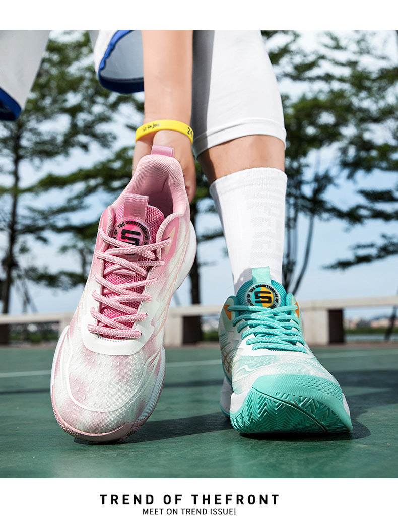 2025New Men's Shoes Mesh Breathable High Elastic Shock Absorption Sports Shoes Youth Casual Non-slip Thick Bottom Basketball Shoes