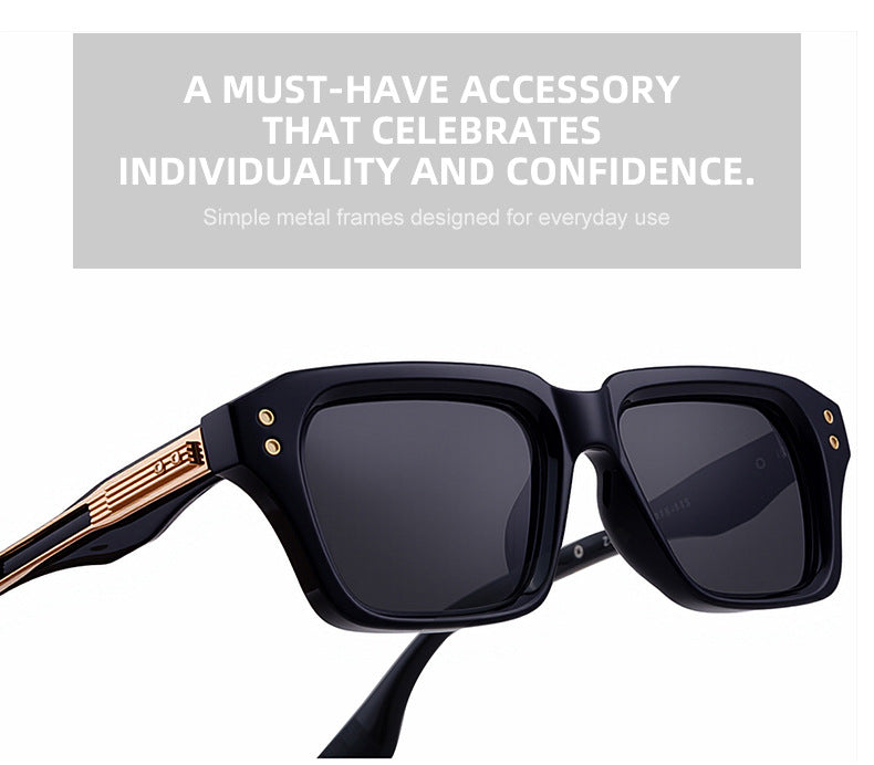 2025New European and American Fashion Square Frame Sunglasses for Men, Unique Small Frame, High-End Trendy Sun Protection Sunglasses for Men