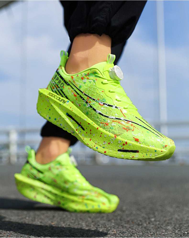 Youth Fashion Luminous Camouflage Running Shoes for Men and Women New Casual Shoes Carbon Plate Real Soft Sole Rotating Buckle Sports Shoes