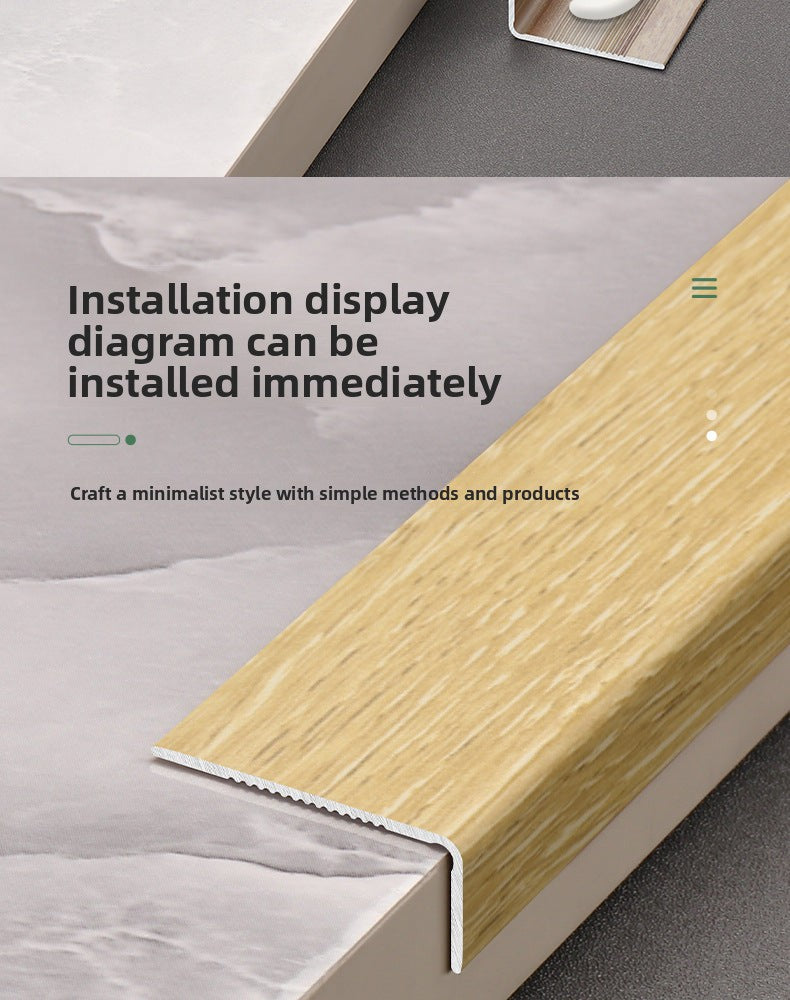 Aluminum alloy wood grain L Edge trim for wooden flooring at right angles7Decorative tile edge trim with embossed pattern for exterior corners