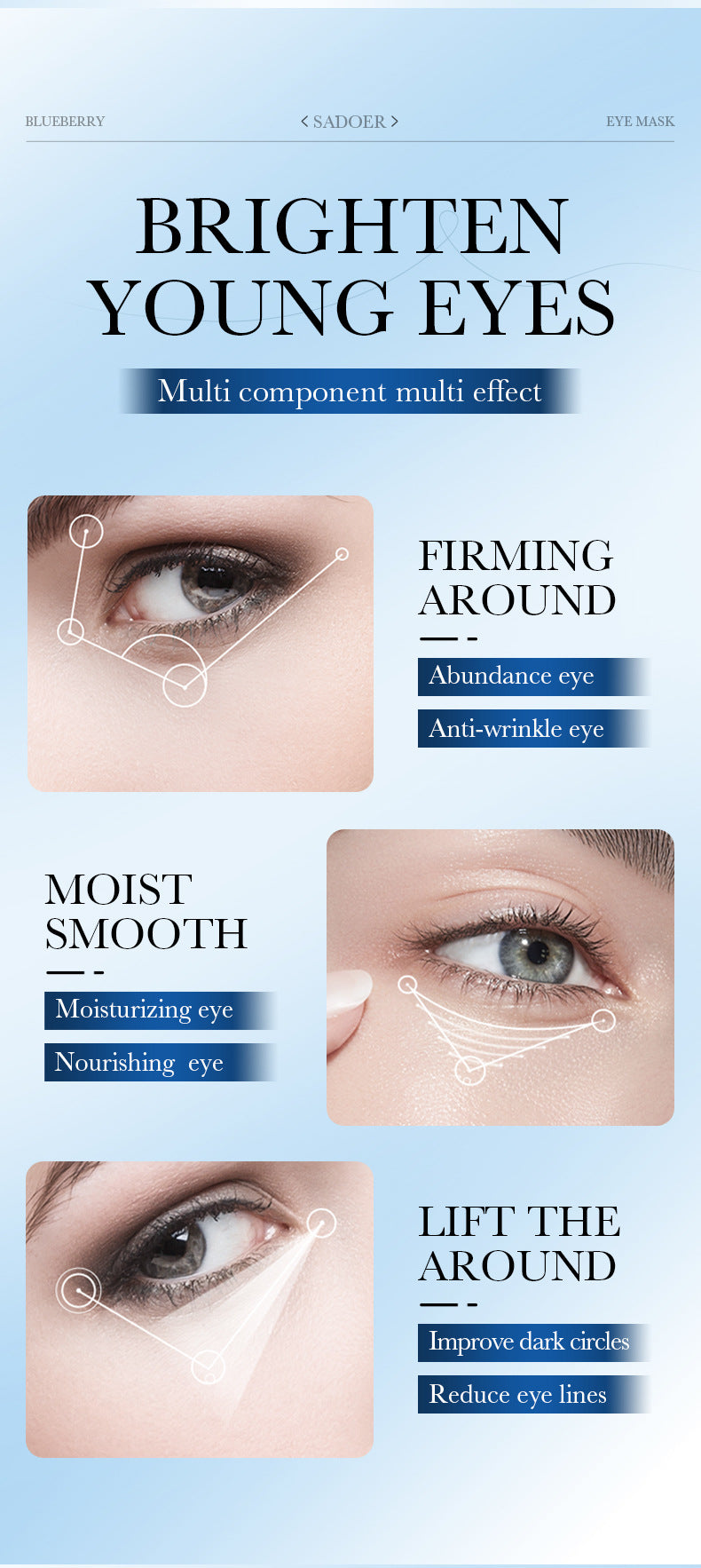 Full English Plant Moisturizing Series Eye Mask SADOER Firming and Moisturizing Eye Mask Patch  Wholesale