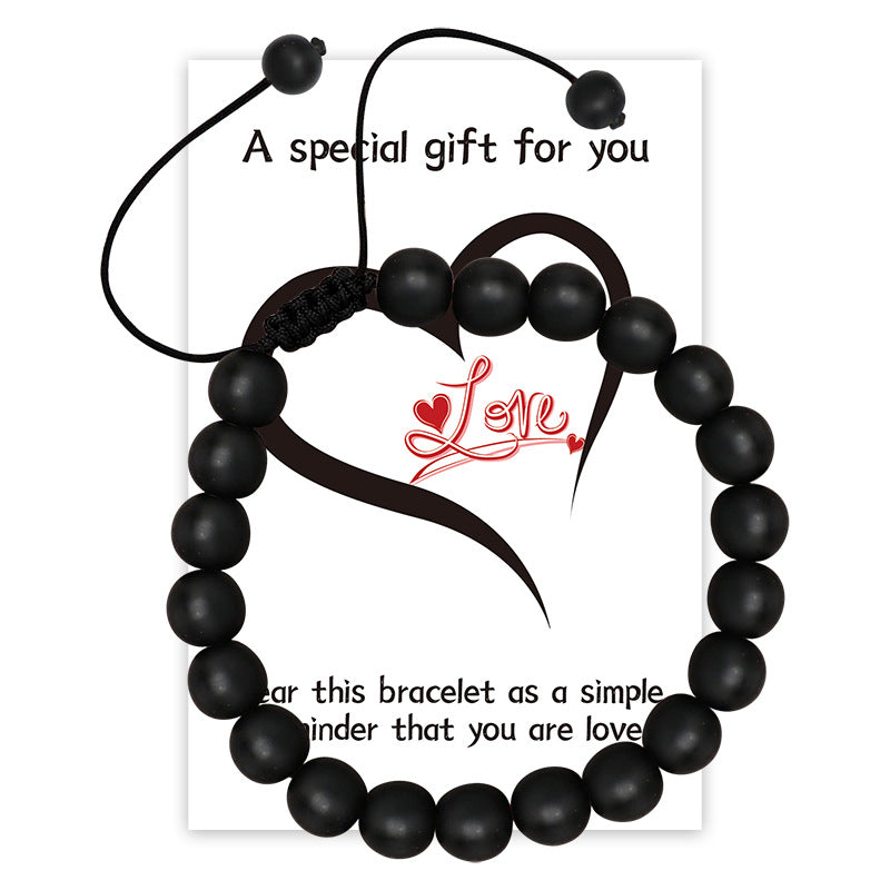 New Couple Card Bracelet Pink Quartz Volcanic Stone White Pine Heart Magnet Pink Quartz Couple Bracelet