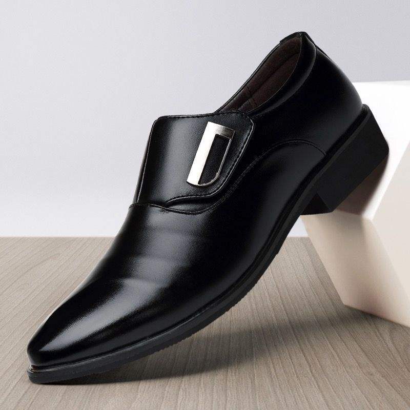 Men's Business Casual Leather Shoes Soft Sole Formal Youth Shoes Korean Style Slip-On Student Shoes