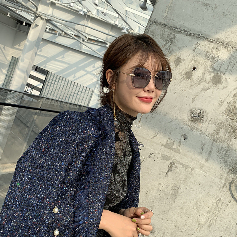 Polarized Driving Anti-Glare Sunglasses for Women Fashionable Internet Celebrity Style Frameless Sunglasses Trendy Korean Version Sunglasses