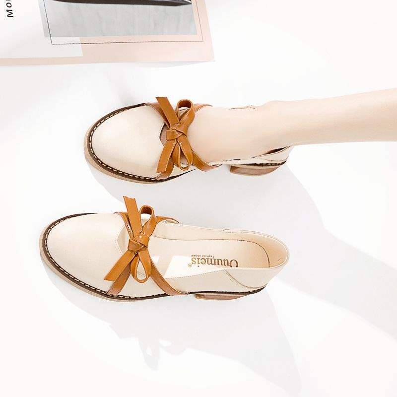2025New Spring Fairy Shoes Versatile Shallow Mouth Small Leather Shoes Retro Mary Jane Shoes Women's Mid-Heel Single Shoes