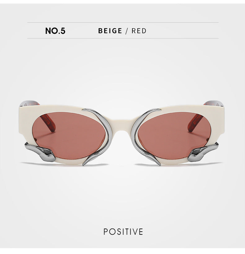 gm Same Style Women's Sunglasses Snake Small Frame Sunglasses High-End Steampunk Cat Eye Glasses shades