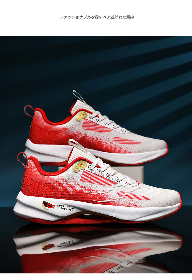 Summer Men's Fashion Breathable Sneakers Student Outdoor Trendy Lace-up Thick-soled Low-top Casual Running Shoes