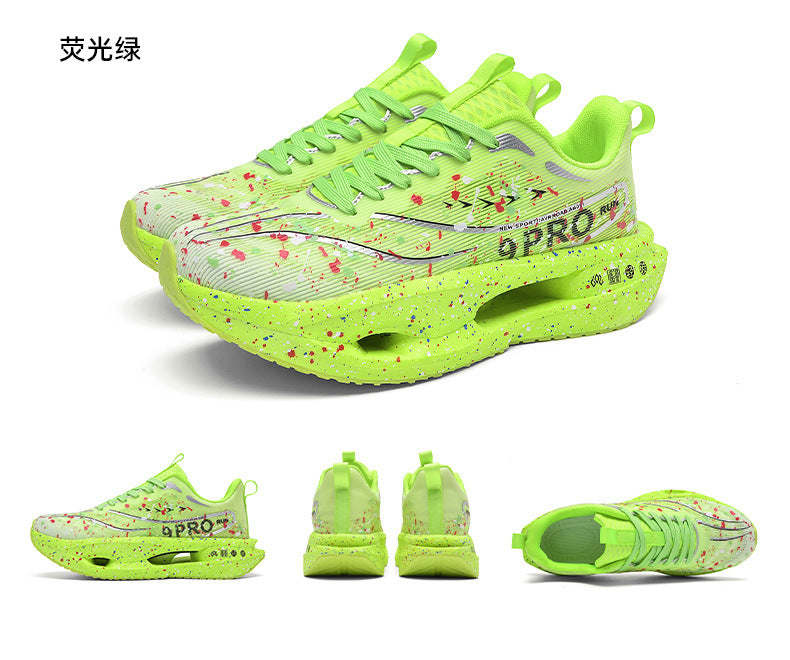 2025Autumn New Red Rabbit9Fluorescent Parent-Child Comfortable Sports Shoes High Elasticity Really Soft Sole Carbon Plate Wear-Resistant Running