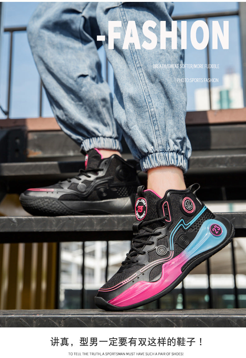 Four Seasons New Non-Slip Wear-Resistant Shock-Absorbing Youth High-Top Breathable Comfortable Sports Shoes Trendy Practical Basketball Shoes