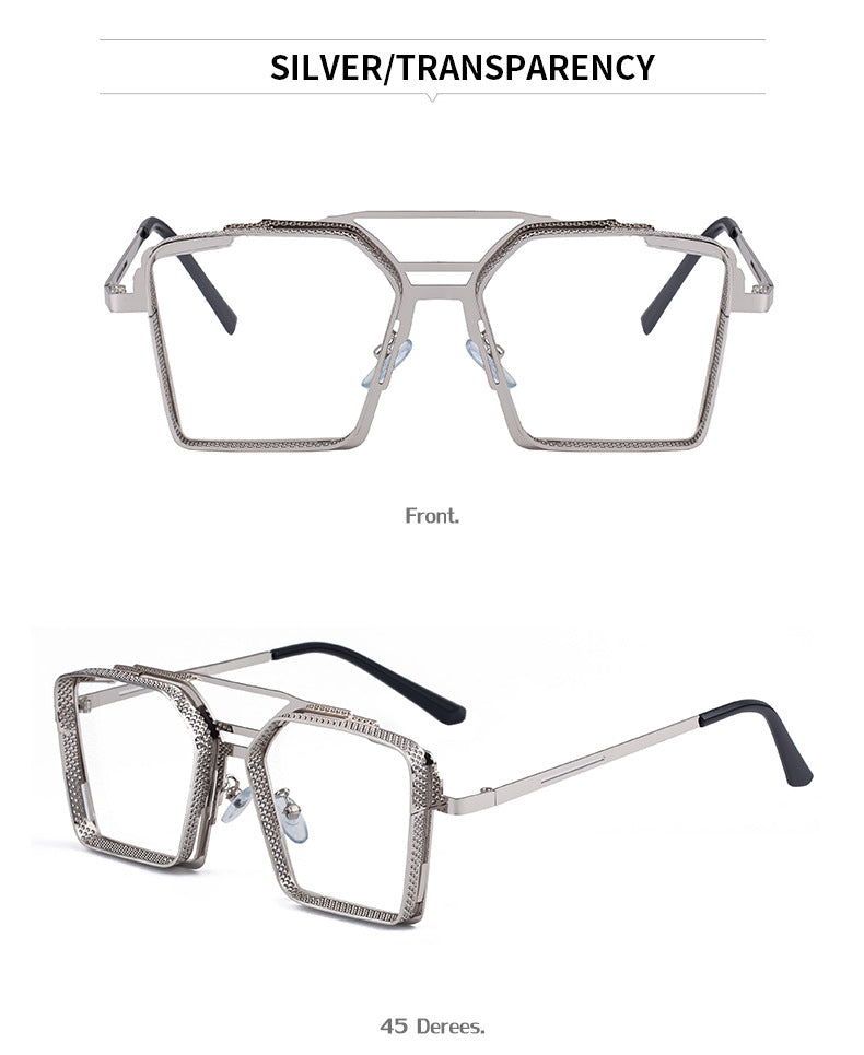 Vintage Steampunk Sunglasses for Men Metal Hollow Square Frame Sunglasses Men's Trendy Glasses sunglasses