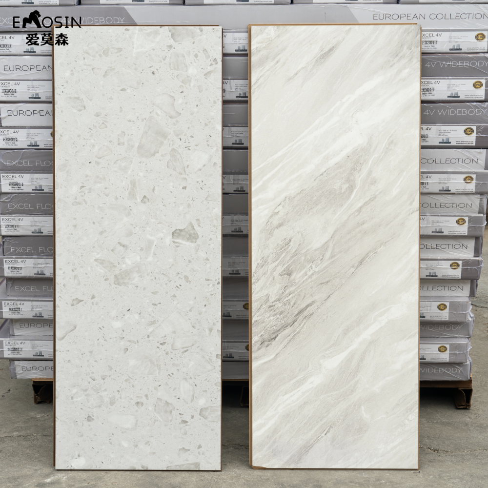 Waterproof Hdf 8mm 12mm High Gloss Marble White Tile Effect Marble Look Laminate Flooring
