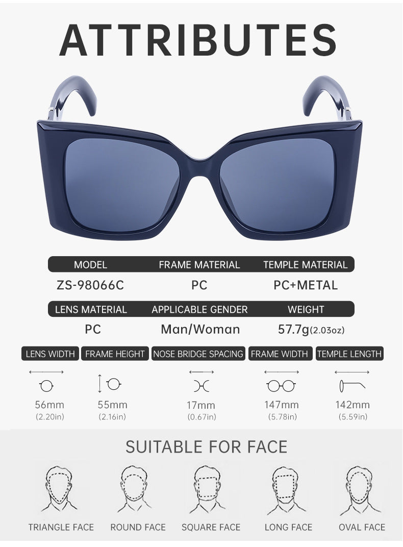 Yang Shulin Style Cat Eye Sunglasses for Women Fashion Large Frame Sunglasses High-end Sun Protection Glasses glasses