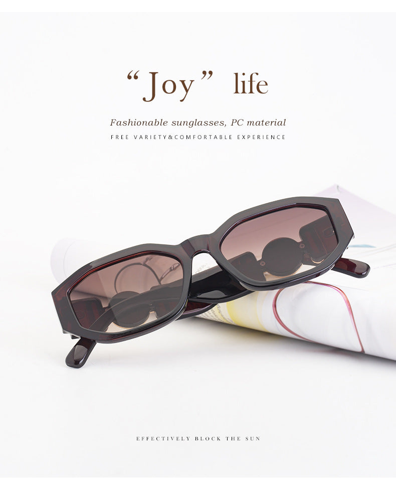 2025New Small Square Frame Sunglasses European and American Trendy Head-Shaped Polygonal Glasses Small Frame Sunglasses for Men