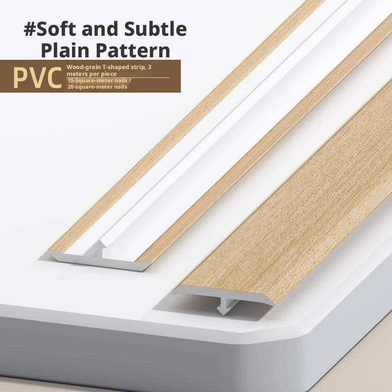 PVC soft and subtle plain pattern trim showcasing a light wood finish and white accents.