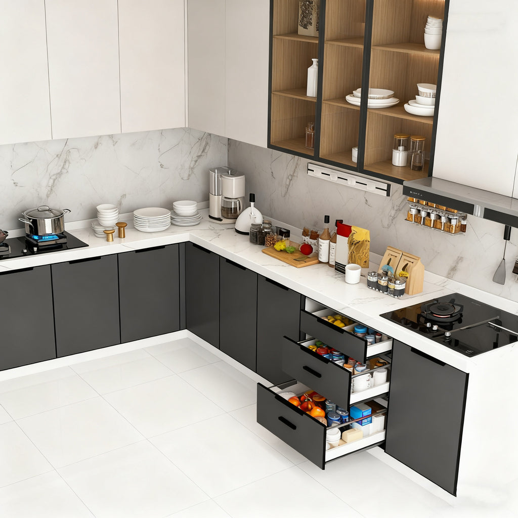 Custom Aluminum Alloy Cabinets, Wall Cabinets, Stove Integrated Cabinets, Kitchen Home Overall Design, Direct from Factory