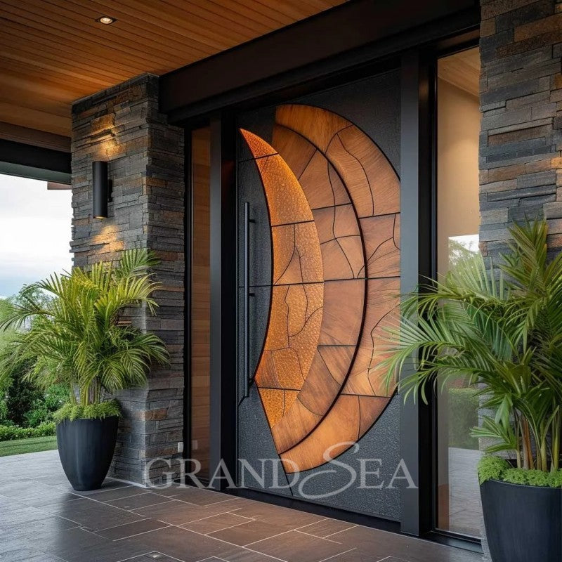 American Style Contemporary Solid Wood Entry Main Entrance Doors Front Doors for Houses Modern Exterior Main Pivot Door