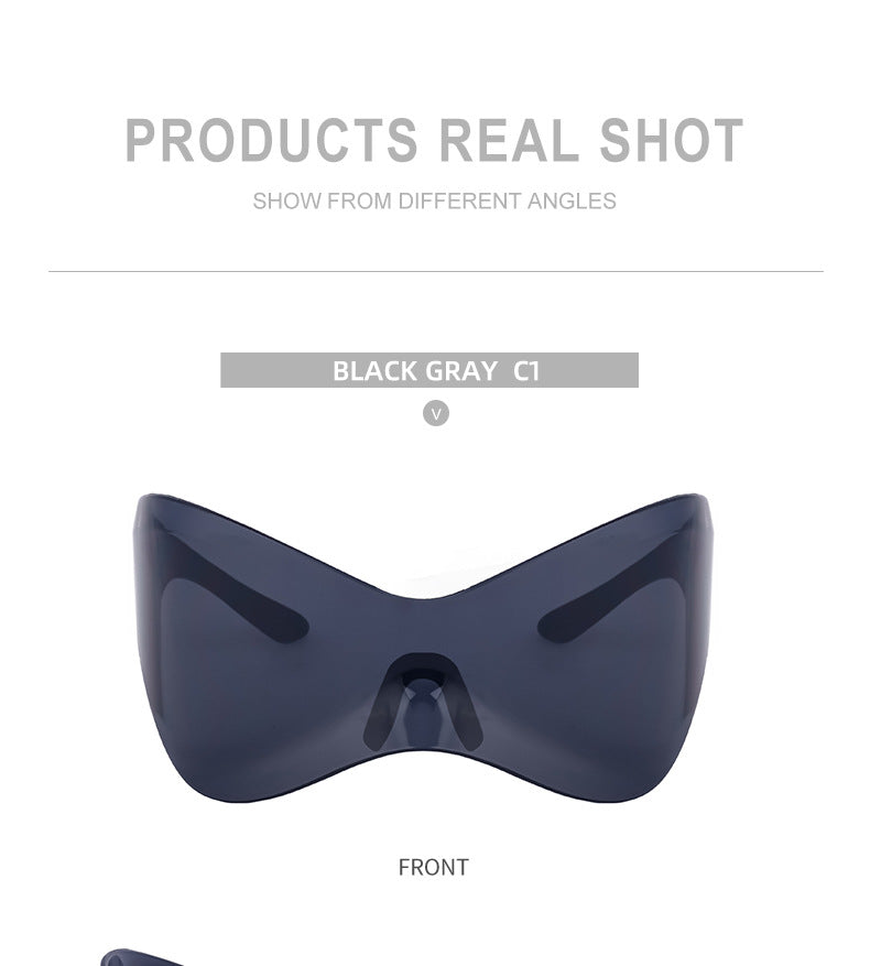 European and American Large Frame Sunglasses for Women, Trendy UV Protection Glasses with a High-End Feel Y2K Millennium Frameless Cycling Sunglasses for Men