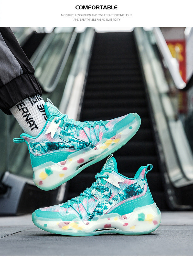 2025New National Era Men's Shoes Fashion Sports Shoes Youth High Elasticity Cushioning Anti-Slip Wear-Resistant Trendy Basketball Shoes