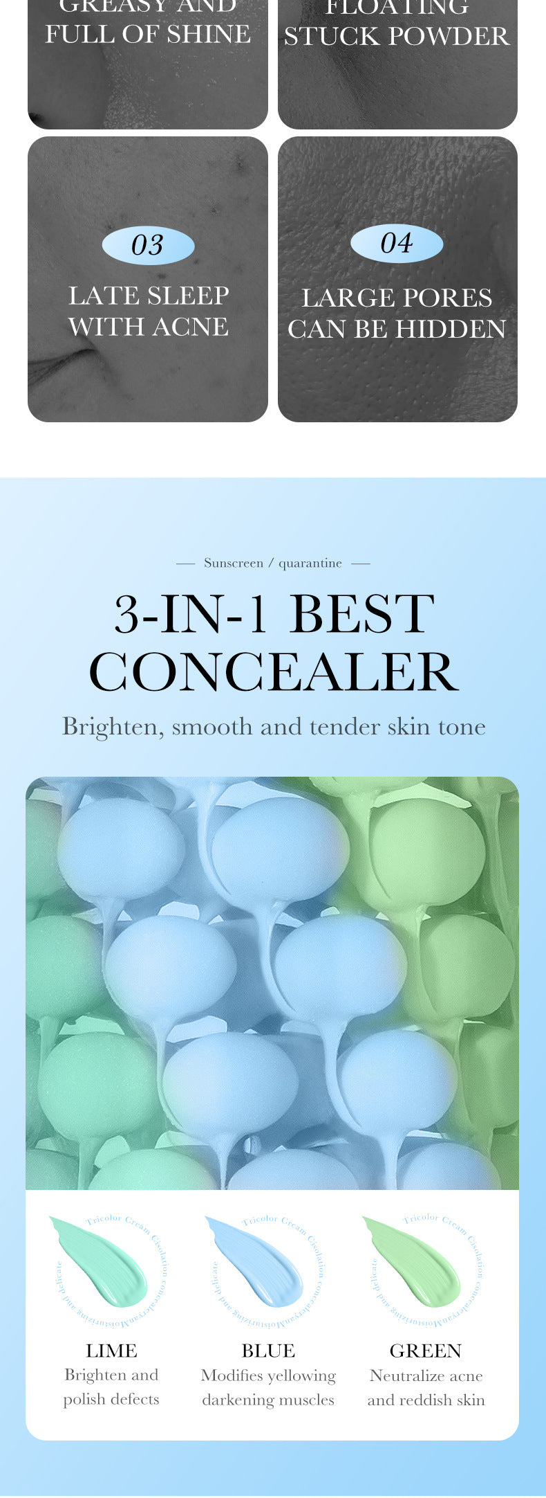 Full English Makeup SADOER Three-color Rainbow Primer Brightening Skin Tone Sunscreen Makeup Base  Wholesale