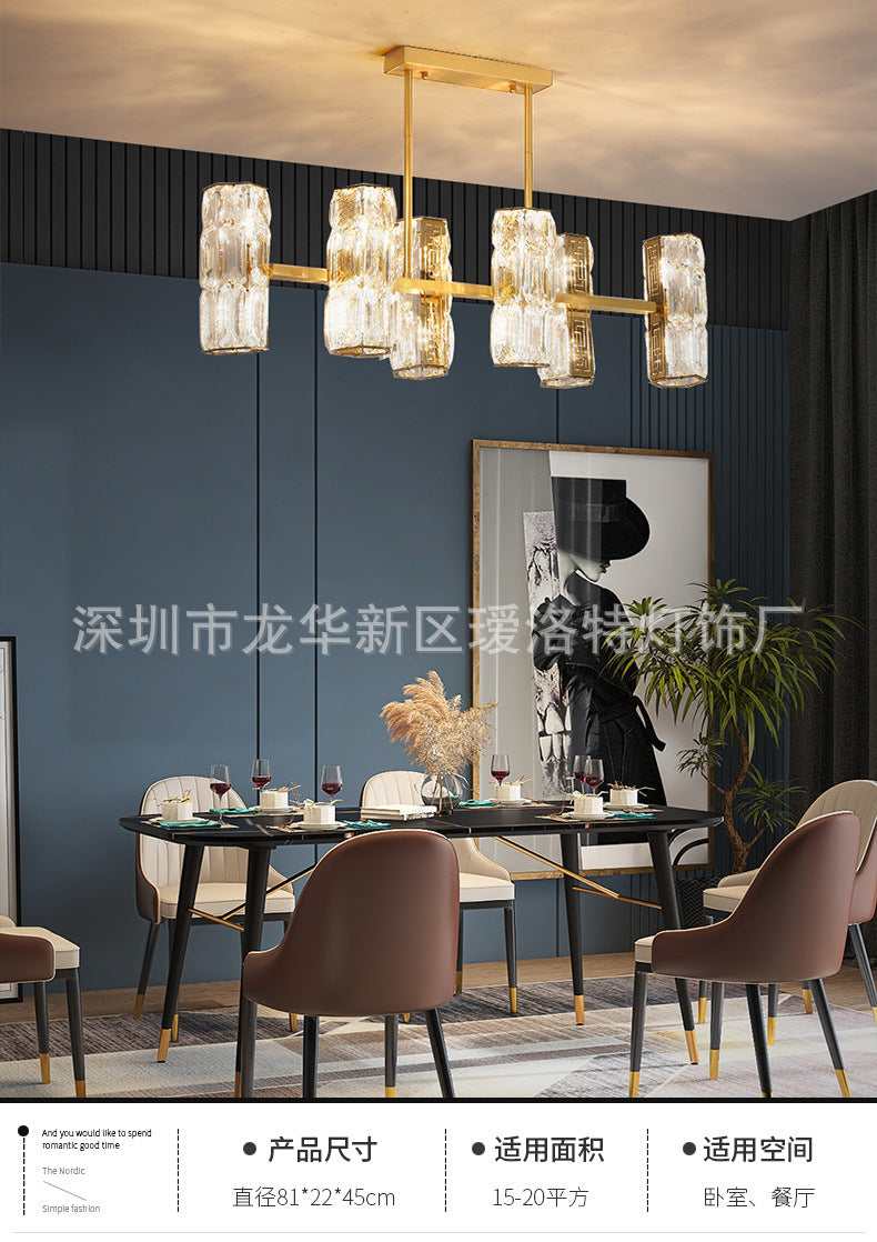 All-Copper Crystal Chandelier Post-Modern Minimalist Nordic Living Room Lamp Dining Room Chandelier Creative Bedroom Lamp Clothing Store Lighting