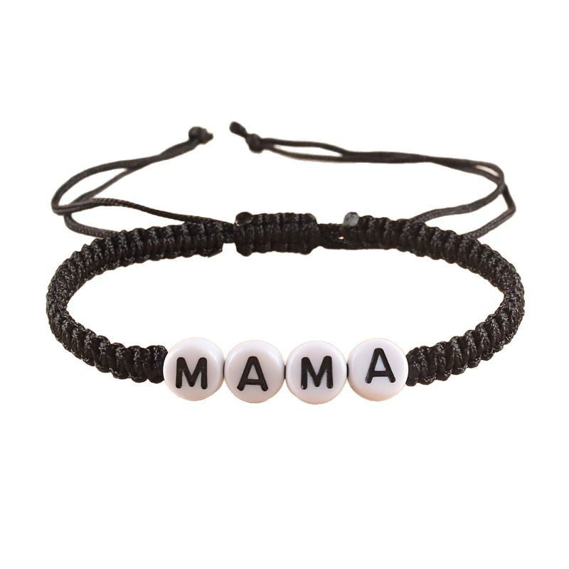 Mother's Day Birthday Gift Bracelet for Women, Stretchable Adjustable Handmade Woven Bracelet MAMA Letter Braided Bracelet
