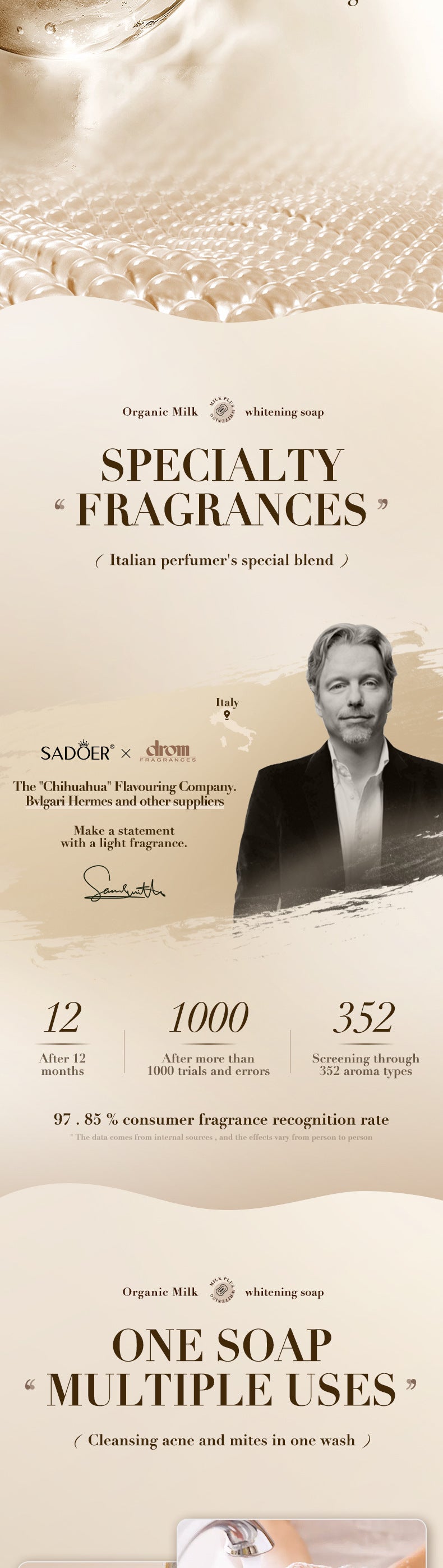 SADOER 牛奶保湿皂 100克 通用手工皂 身体清洁 跨境批发