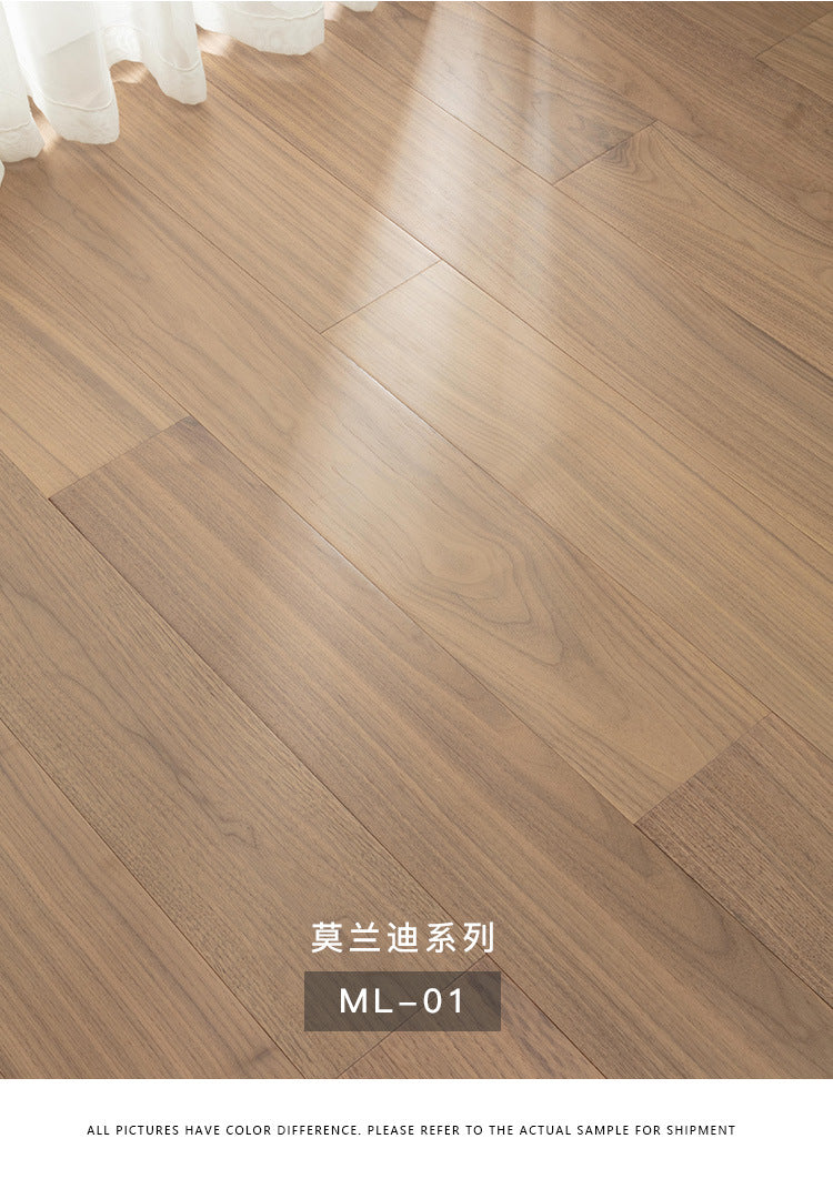 【Door-to-Door Installation】Morandi Style 15mm Lock Buckle Glue-free Installation Black Walnut New Three-layer Flooring Solid Wood