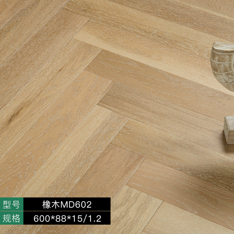 In-stock wholesale with on-site installation Herringbone Locking Floor Heating New Three-Layer Solid Wood Flooring Oak Black Walnut Flooring