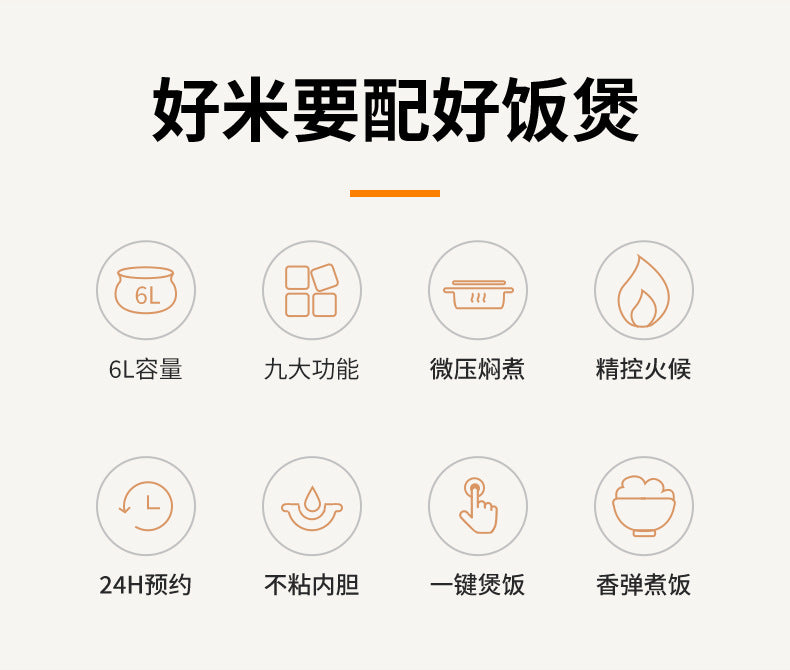 厂家直销大容量5升6升蒸煮一体式液晶显示屏压力锅电饭煲压力锅