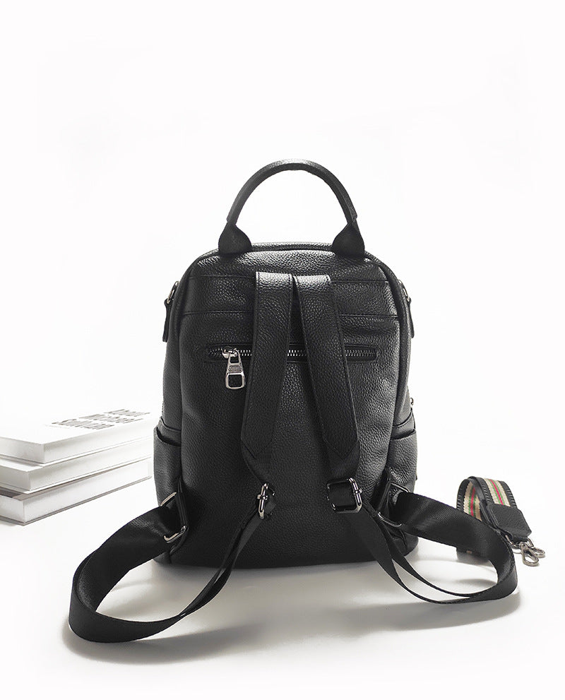 Anti-theft Backpack for Women Genuine Leather Travel Backpack with Fingerprint Unlock Versatile Casual Large Capacity Shoulder Bag