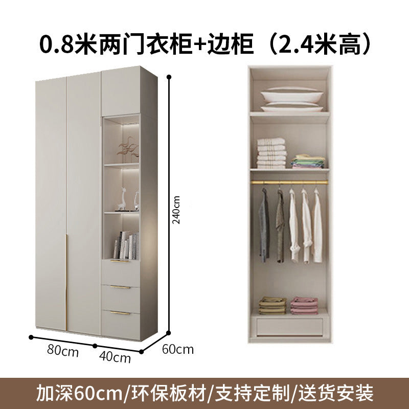 Custom Solid Wood Wardrobe for Home Bedroom Modern Simple Cream Style Hot-Selling Storage Cabinet One-Door to Ceiling Large Wardrobe
