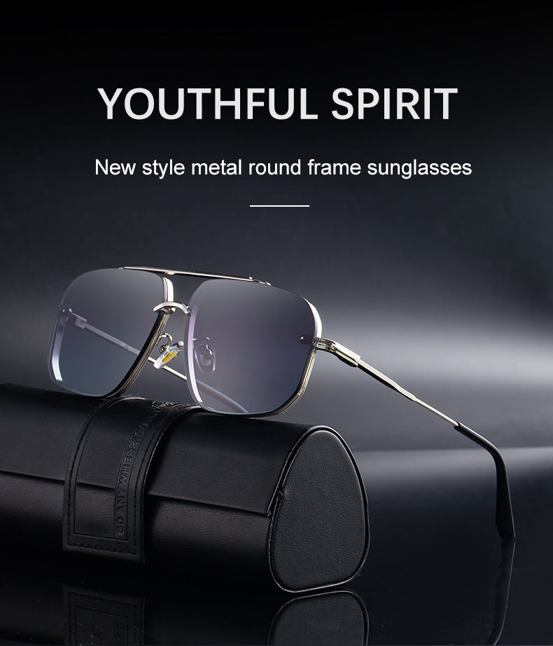 2025New European and American Fashion Square Frame Sunglasses for Men High-End Frameless Sunglasses Men Trendy Sun Protection shades