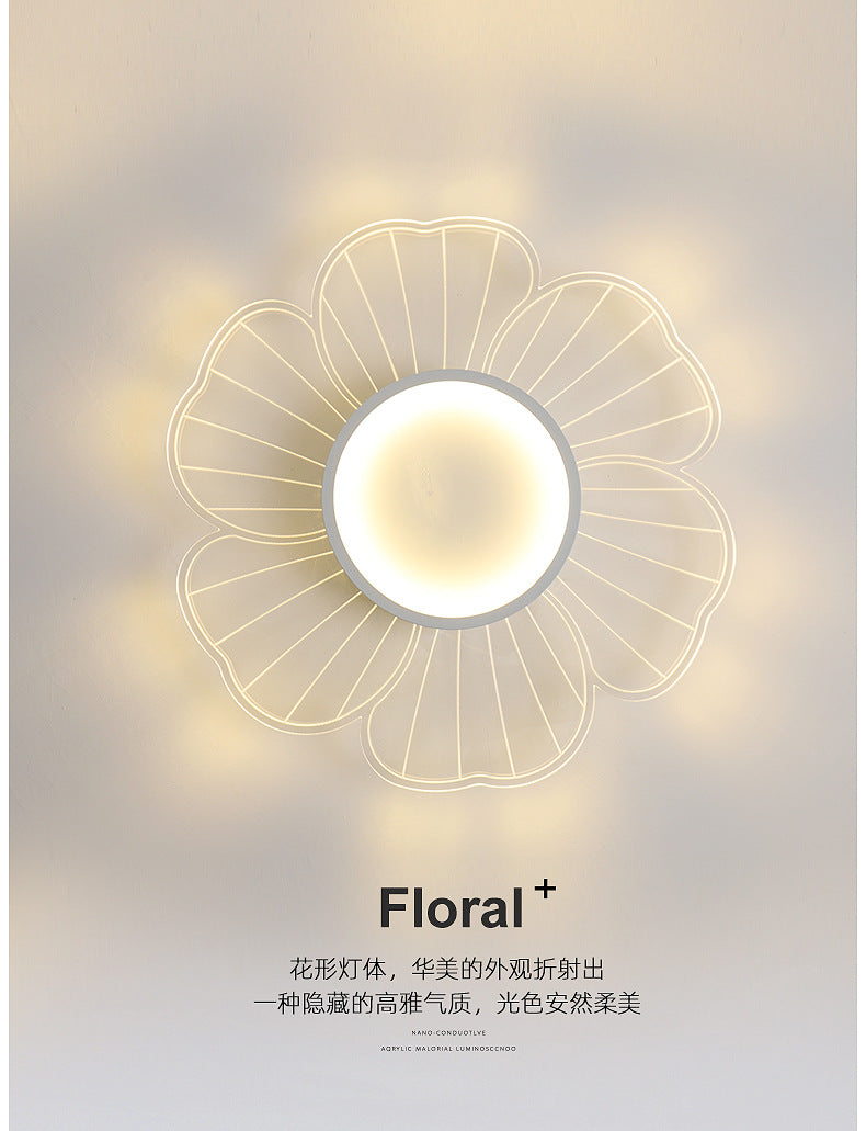 Nordic Flower Bedroom Light Ceiling Lamp Modern Simple Ultra-thin Round Lamp Creative Internet Celebrity Personality Lighting