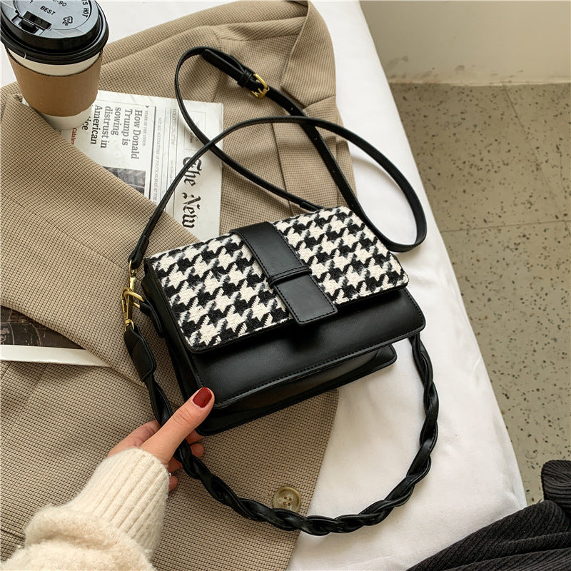 Trolis Houndstooth Bag for Women2024New Trendy Korean Version Niche Versatile Single Shoulder Crossbody Fashion Small Square Bag