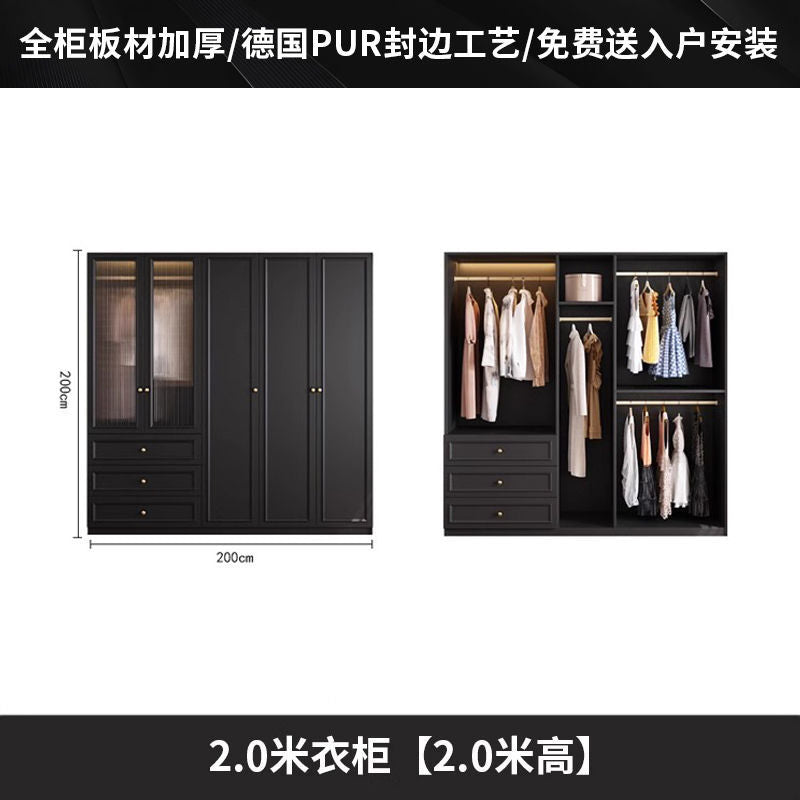 Vintage Style Wardrobe Black Cabinet Wardrobe for Home Bedroom Small Apartment Modern Simple Side Cabinet Top Cabinet Furniture Wardrobe
