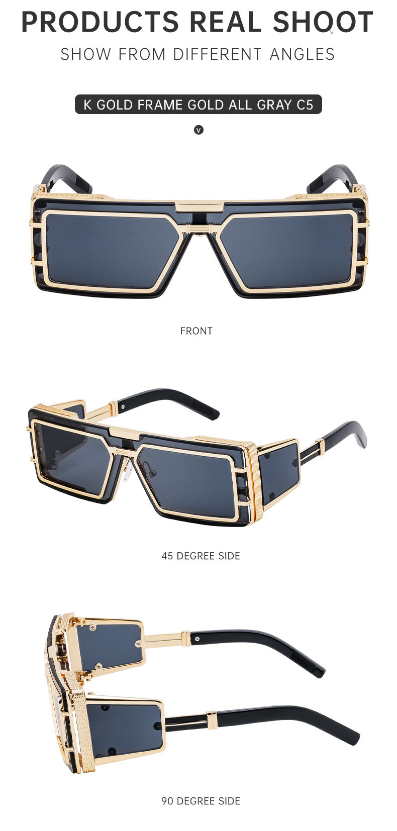 New Full Frame Glasses Men's Future Technology High-end Sense European and American fashion Square Frame Sunglasses Sunglasses shades