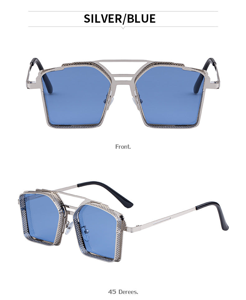 Vintage Steampunk Sunglasses for Men Metal Hollow Square Frame Sunglasses Men's Trendy Glasses sunglasses