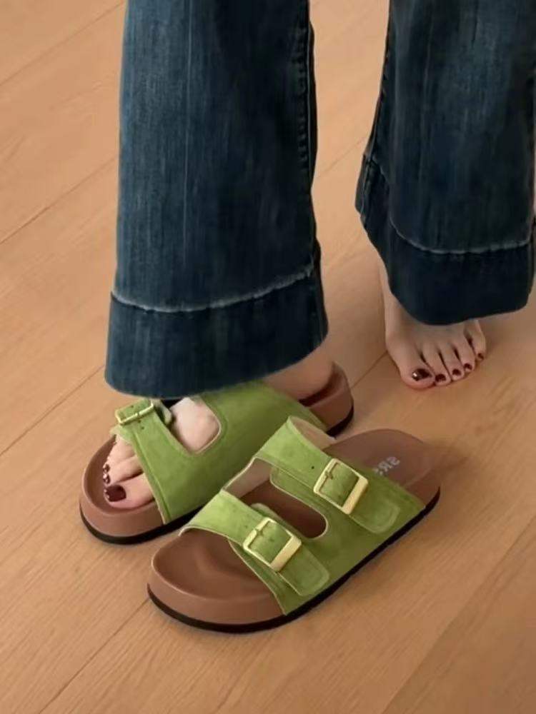 Platform Slippers Women's Summer Outerwear2025New Super Hot Beach Slip-On Yellow Birkenstock Sandals