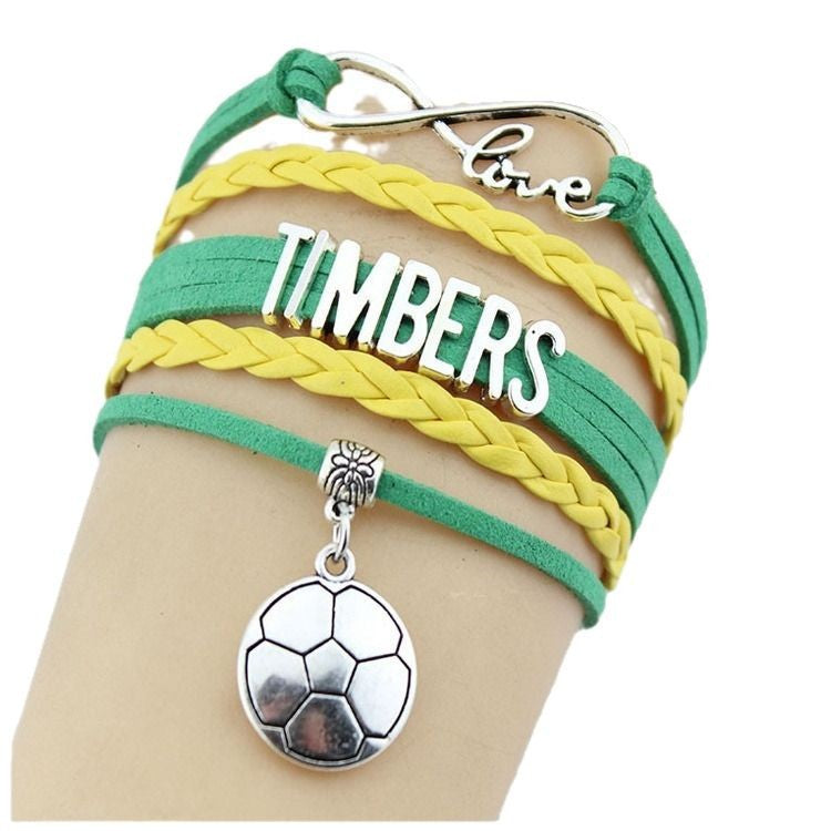 Hand-woven Sports Bracelet Men's Multi-layer Football Pendant Bracelet soccer Letter Braided Bracelet