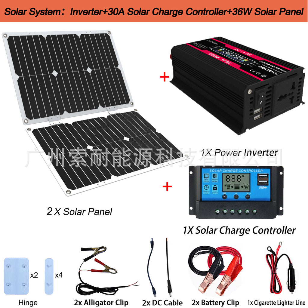 36W Solar Energy Kit System: Inverter 30A Controller 36W Solar Panel Solar System