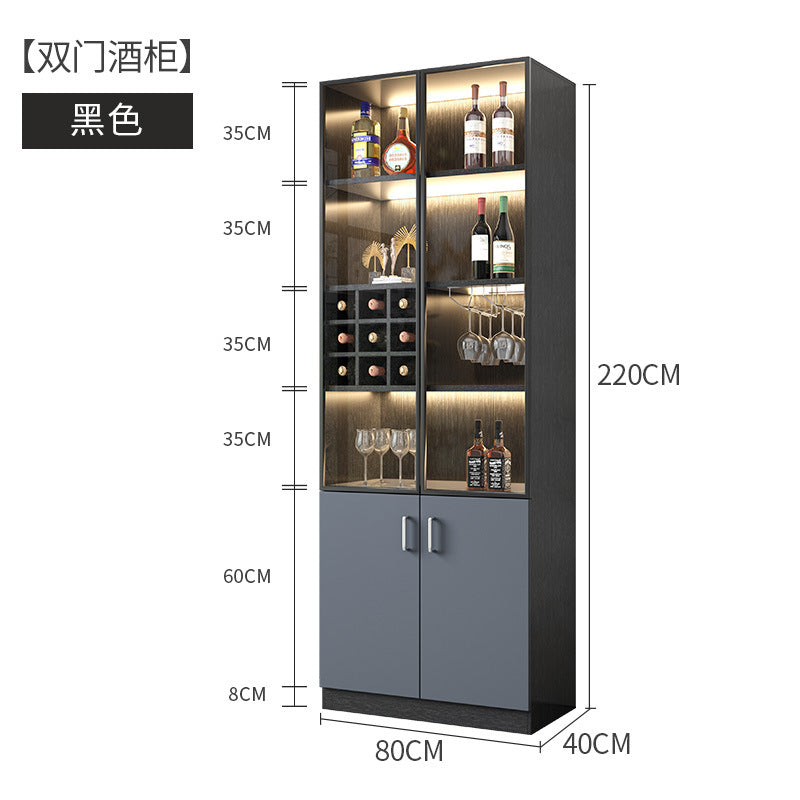 Glass Wine Cabinet for Living Room, Wall-Mounted, Modern Minimalist, Light Luxury, Double-Door Wine Cabinet, Home Dining Side Cabinet, High-End Display Storage Cabinet