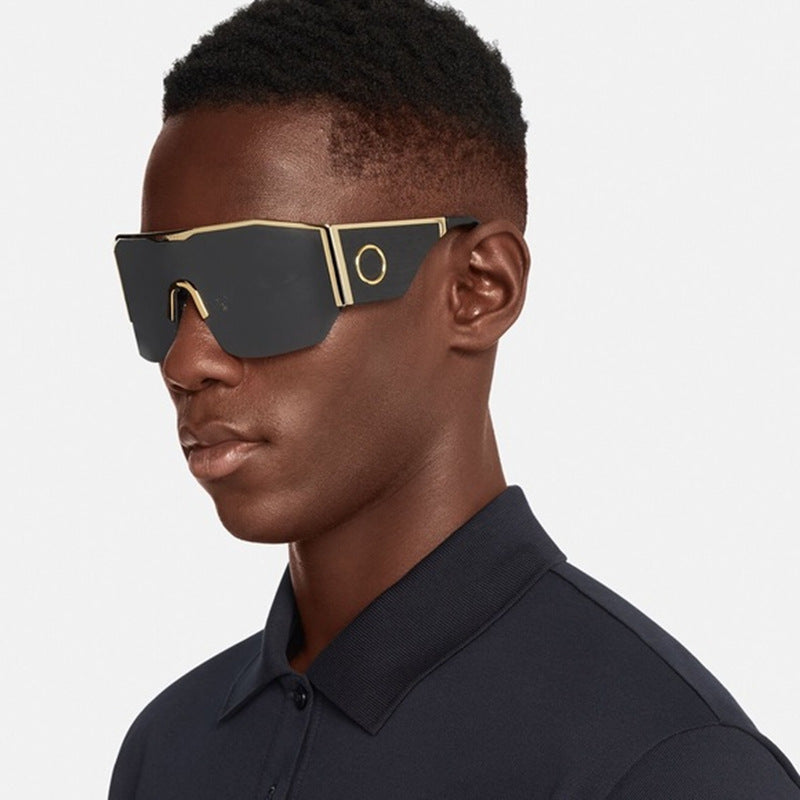 Y2K Millennium Integrated Cycling Sports Sunglasses for Women, European and American Style, Large Frame, Windproof, Half Frame Sunglasses