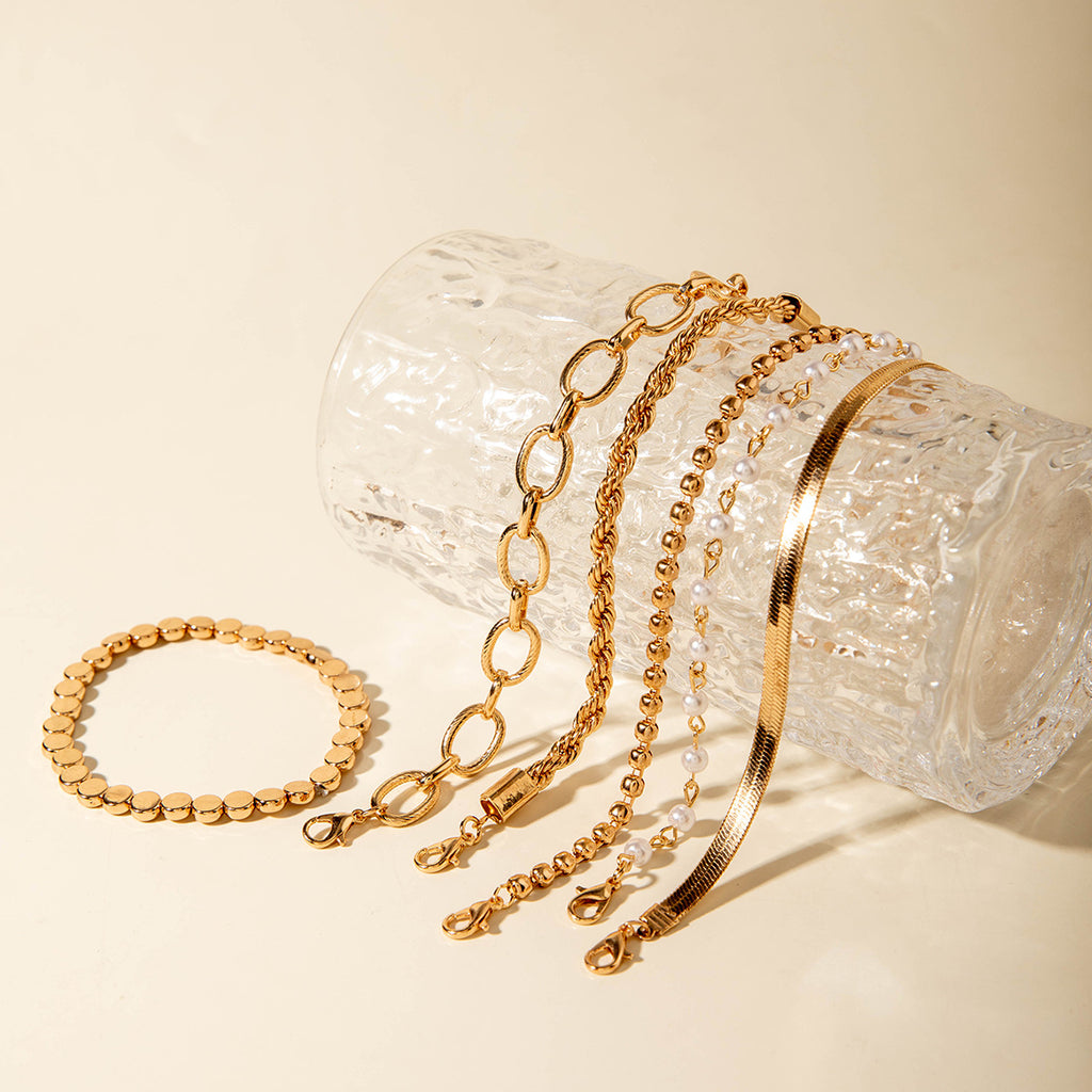 Fashionable Versatile Bracelet with Rhinestones and Imitation Pearl Set Ornament Wholesale Bracelets