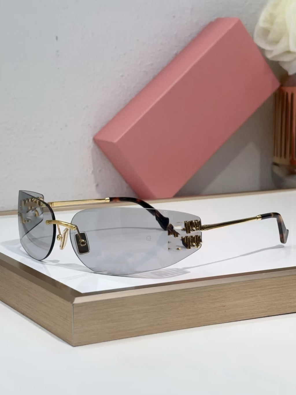 European and American Style miu Miaojia Frameless Sunglasses for Women Xiaohongshu ins Internet Celebrity Style Protective Sunglasses54y